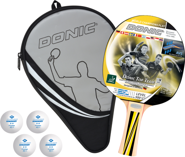 DONIC Tischtennis-Set Donic-Schildkröt Tischtennis-Geschenkset Top Team 500, 1 Schläger, 4 Bälle ink
